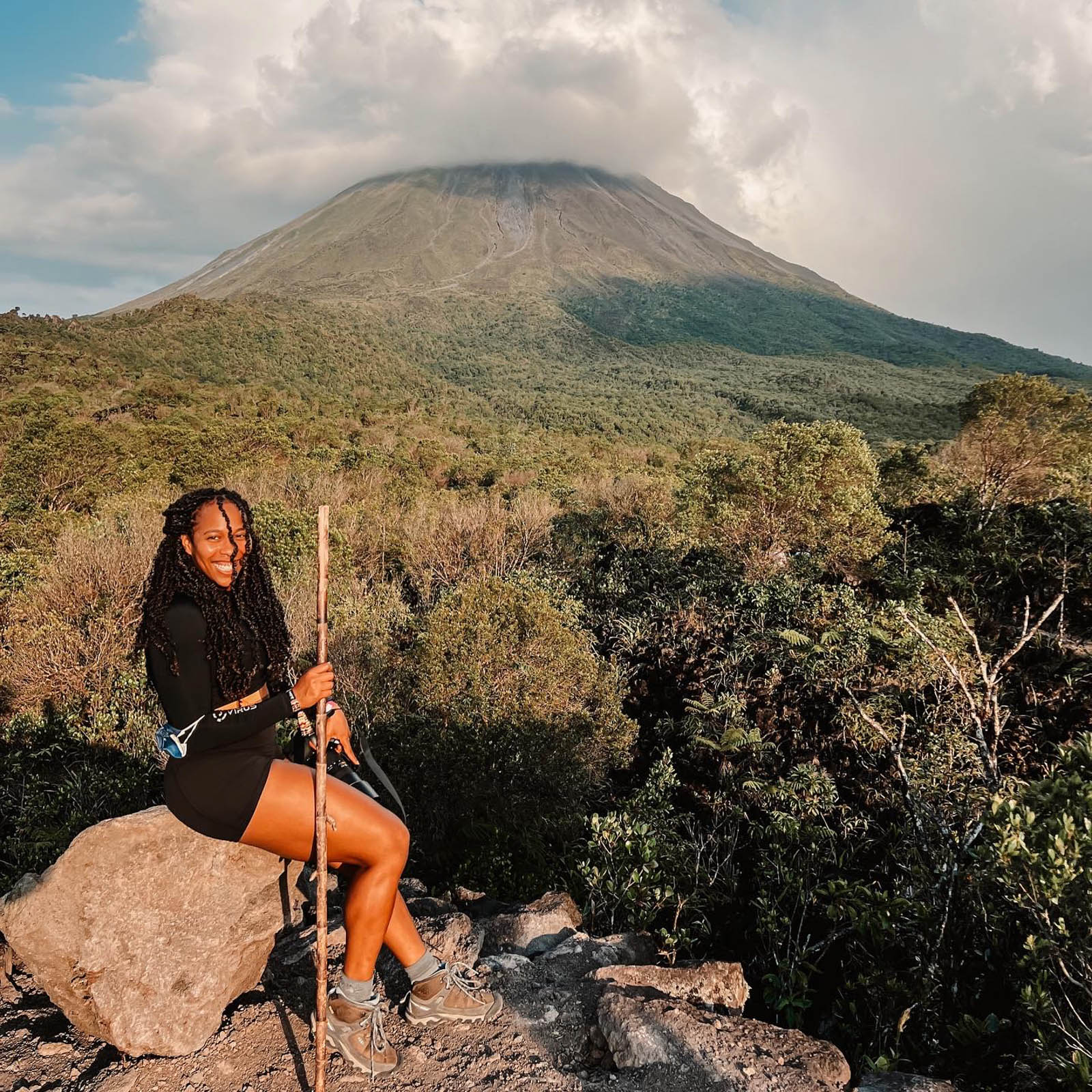 Sitting in front of Arenal volcano in La Fortuna, Costa Rica