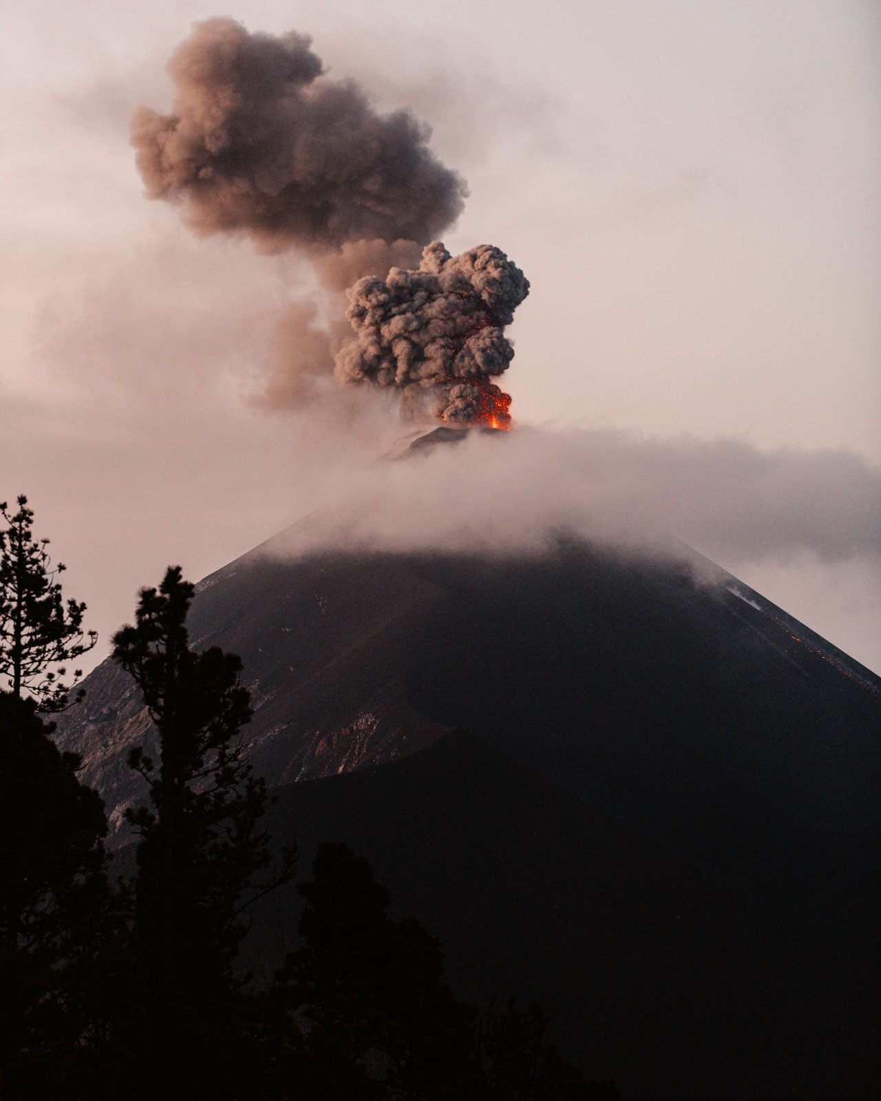 Image of Fuego Volcano erupting. Exploring the Best of Guatemala 