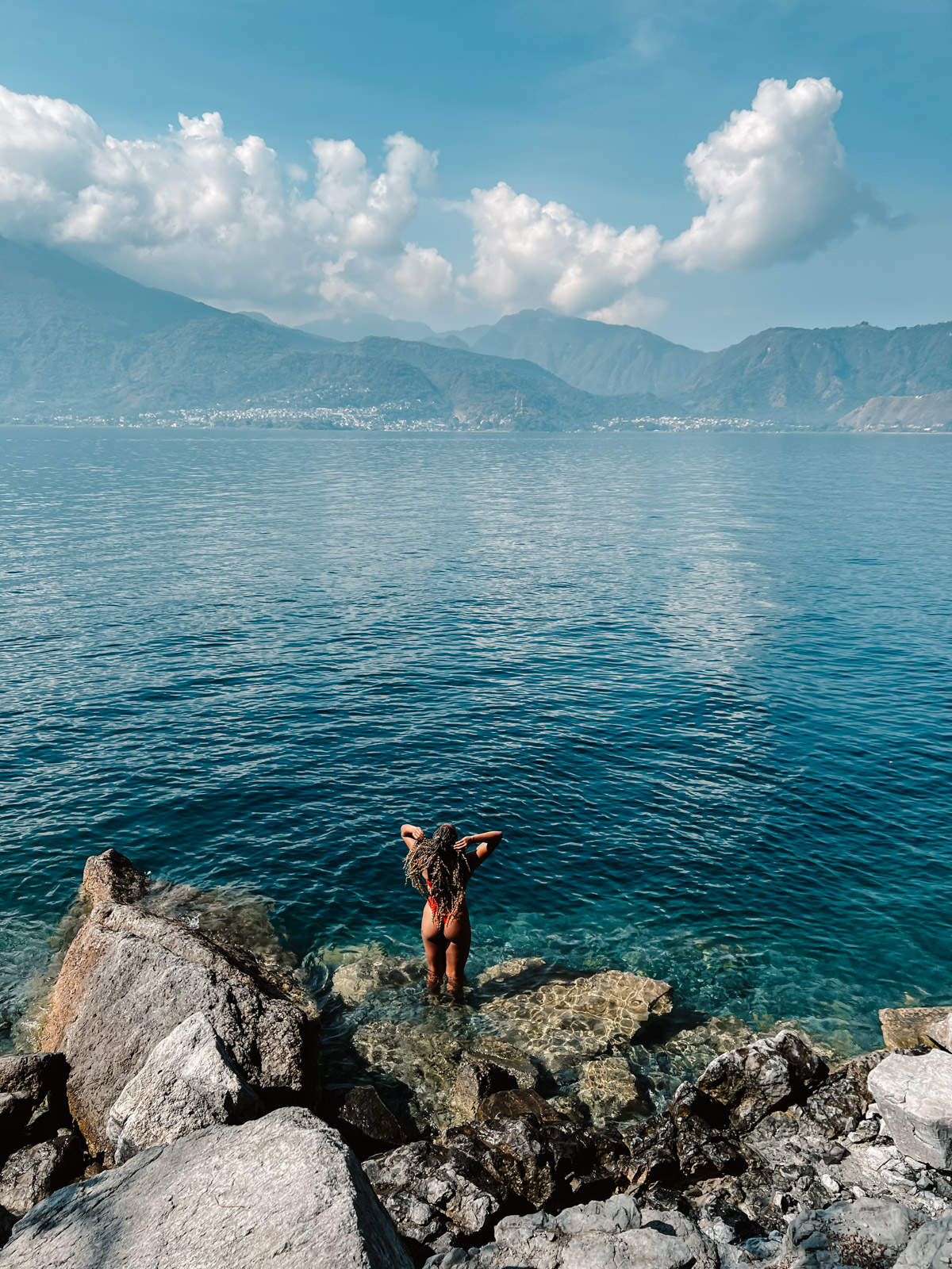 Woman standing in Lake Atitlan